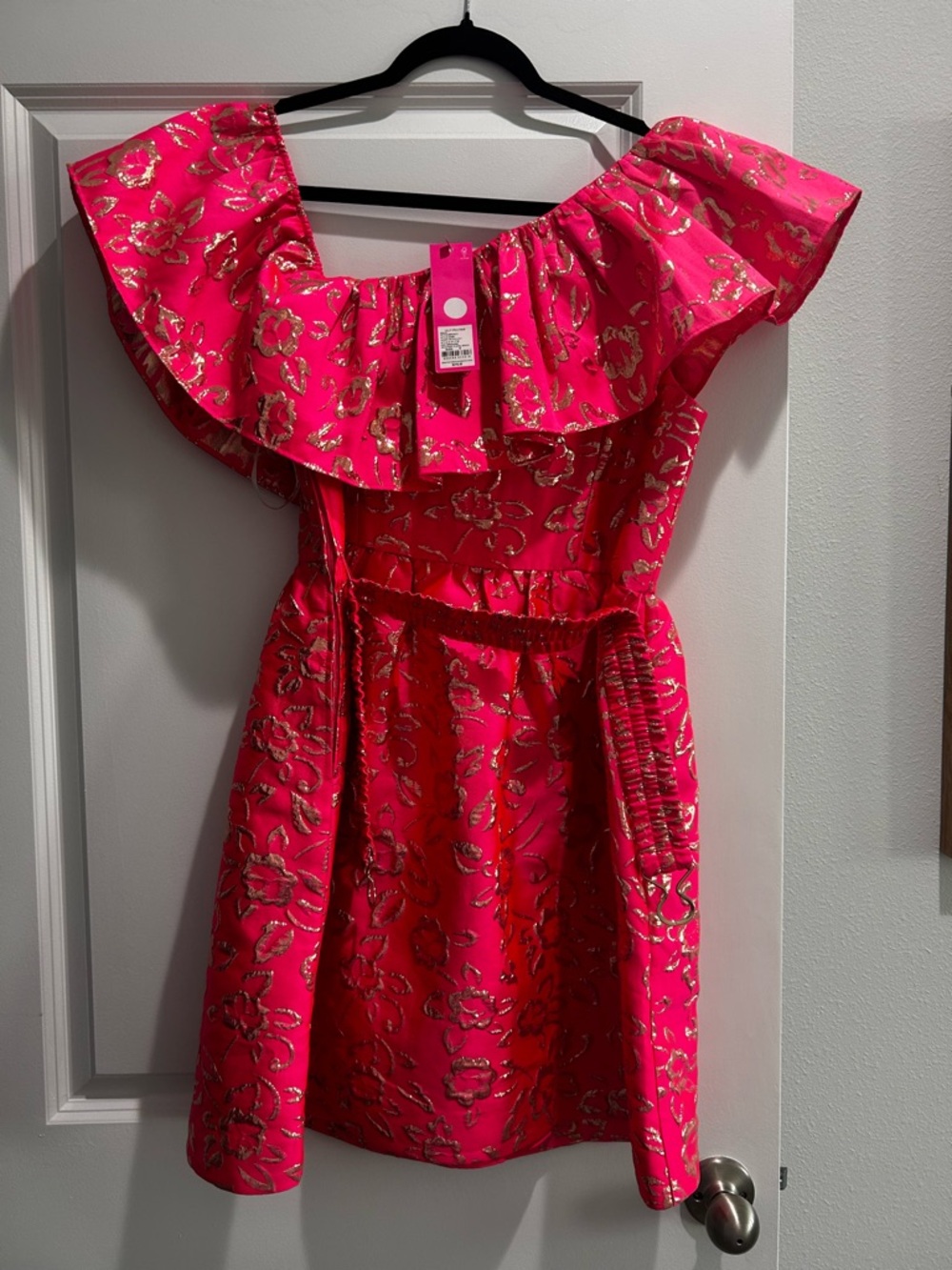 Lilly Pulitzer Hot Pink Metallic Floral Midi Dress